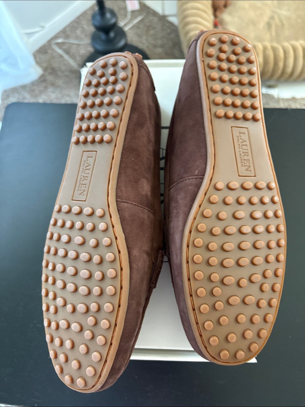 Ralph Lauren Brown Suede RLL Logo Loafers - Picture 3 of 3